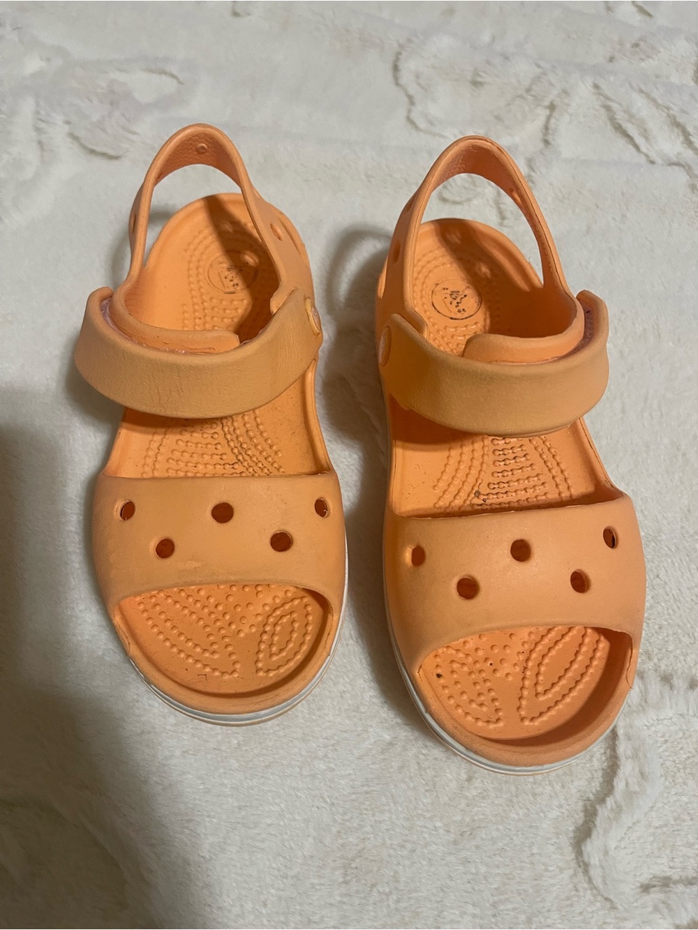 CROCS girls Orange Hook-and-Loop Sandals size 12